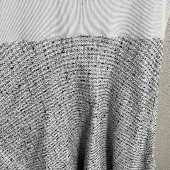 Ted Baker 4 Adalad Metallic Shift Dress White Gray Knit Tweed Fringe Sleeveless - Picture 4 of 9